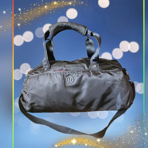 LULULEMON ATHLETICA BLACK NYLON DUFFEL BAG